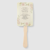 赤面ピンクローズフローラ水彩ヴィンテージプログラム ハンドファン (正面)