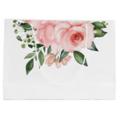 赤面ピンクローズフローラ水彩赤ちゃんシャワー ラージペーパーバッグ (裏面)
