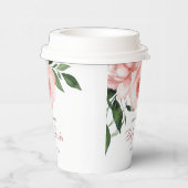 赤面ピンクローズフローラ水彩赤ちゃんシャワー 紙コップ (右)