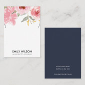 赤面ピンクローズフローラ水色ネックレスディスプレイ 名刺 (正面/裏面)