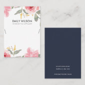 赤面ピンクローズフローラ水色ネックレスディスプレイ 名刺 (正面/裏面)