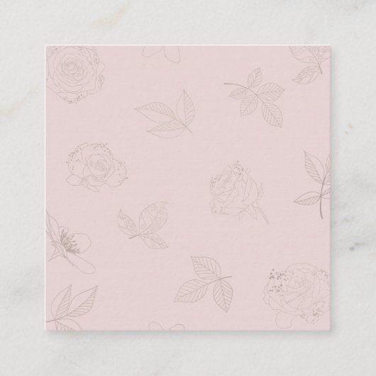 赤面ピンクローズフローラ結婚のウェブサイト エンクロージャーカード (裏面)