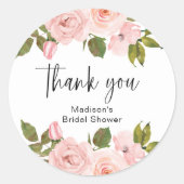 赤面ピンクローズフローラ結婚のオーバルステッカー ラウンドシール (正面)