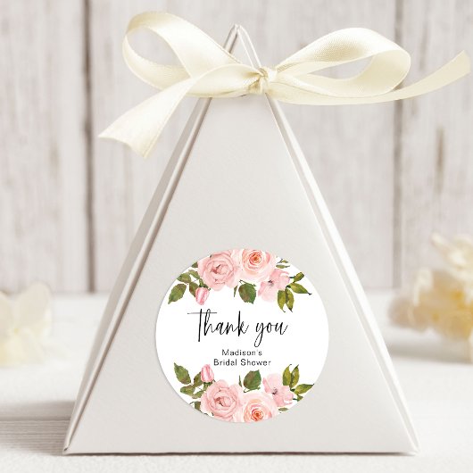 赤面ピンクローズフローラ結婚のオーバルステッカー ラウンドシール