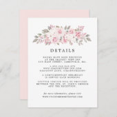 赤面ピンクローズフローラ結婚ズゲスト詳細 エンクロージャーカード (正面/裏面)