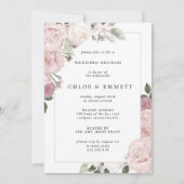 赤面ピンクローズフローラ結婚ズブランチ 招待状 (正面)