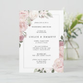 赤面ピンクローズフローラ結婚ズブランチ 招待状 (スタンド正面)