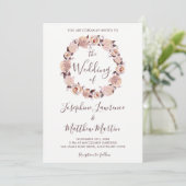 赤面ピンクローズフローラ結婚リース 招待状 (スタンド正面)