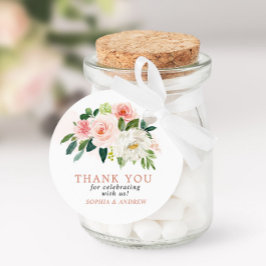 赤面ピンクローズフローラ結婚式の引き出物ラベル フェイバータグ