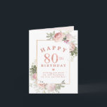 赤面ピンクローズフローラ金ゴールド80th誕生日カード 招待状<br><div class="desc">この80誕生日カードでエレガント特別な女フェミニン性を称える。80日から始ま書るバラはっきりした文字。幸せは上書に曲がった文字にあり、誕生日は下にある。3つの文字のパーソナライズされたラインが以下に提供されているので、簡単にあなたの誕生日の願いをパーソナライズすることができる。小さなピンクのハートが文字を分割する。シックな金ゴールドフレームが誕生日文字を囲む。大きな赤面ピンクのバラは、セージの緑の葉に囲ま飾れているフレーム。デザインエレガントはこの特別な機会の重要性に上る。カードの内側は赤面ピンクで右書にハッピーバースデーがある。これは編集することもできる。この80歳の誕生日カードは、80誕生日ピンクローズフローラコレクションの一部である。80番目の誕生祝い簡単。このページにリンクが表示されるはずです。リンクもしが表示されない救済か商品が必要なか、お願い。</div>