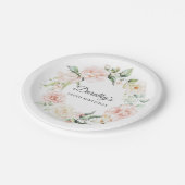 赤面ピンクローズフローラ100誕生日 ペーパープレート (アングル)