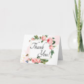 赤面ピンクローズフローラ サンキューカード (正面)