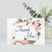 赤面ピンクローズフローラ サンキューカード (スタンド正面)