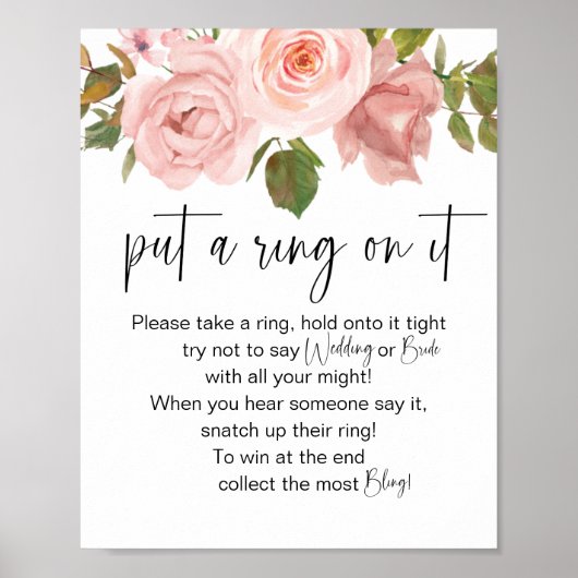 赤面ピンクローズフローラItゲームにリングや輪を置く ポスター (正面)