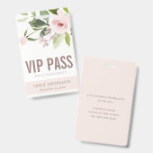 赤面ピンクローズフローラVIP任意のテーマパーティーパス バッジ (正面＆裏面)