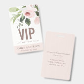 赤面ピンクローズフローラVIP ANY AGE誕生日パス バッジ (Front & Back)