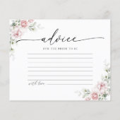 赤面ピンクローズブライダルシャワーアドバイスカード (裏面)