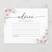 赤面ピンクローズブライダルシャワーアドバイスカード (正面)