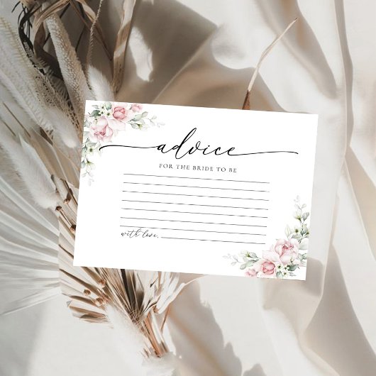 赤面ピンクローズブライダルシャワーアドバイスカード