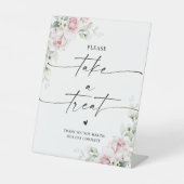 赤面ピンクローズブライダルシャワートリートサインを取る 台座サイン (正面)