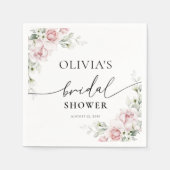 赤面ピンクローズブライダルシャワーナプキン スタンダードカクテルナプキン (正面)