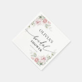 赤面ピンクローズブライダルシャワーナプキン スタンダードカクテルナプキン (角)