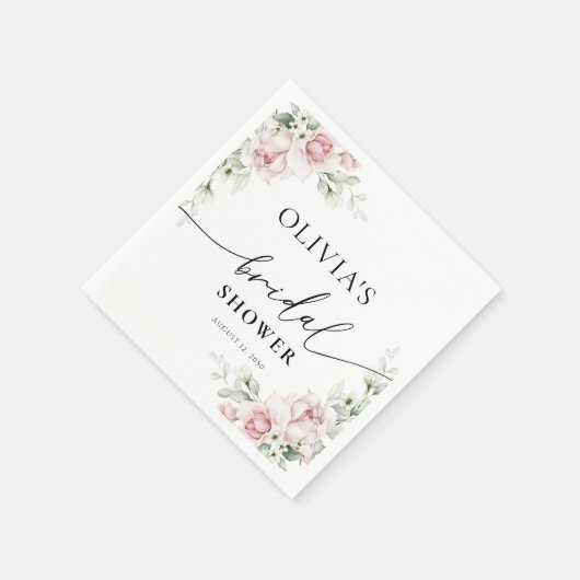赤面ピンクローズブライダルシャワーナプキン スタンダードカクテルナプキン (角)