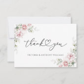 赤面ピンクローズブライダルシャワーフラットサンキューカード サンキューカード (正面)