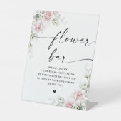 赤面ピンクローズブライダルシャワーフラワーバー標識 台座サイン (正面)