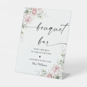 赤面ピンクローズブライダルシャワーブーケバーサイン 台座サイン (正面)