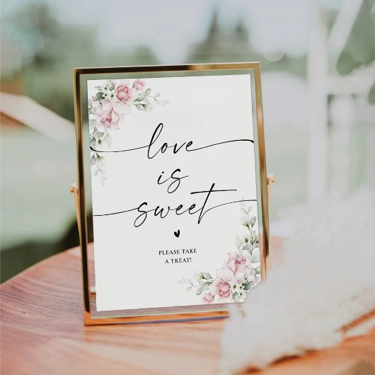 赤面ピンクローズブライダルシャワーラブイズスウィートサイン 台座サイン