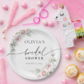 赤面ピンクローズブライダルシャワー紙プレート ペーパープレート (パーティー)