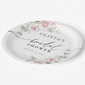 赤面ピンクローズブライダルシャワー紙プレート ペーパープレート (アングル)