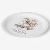 赤面ピンクローズブライダルルンチョンティーブランチ ペーパープレート (アングル)