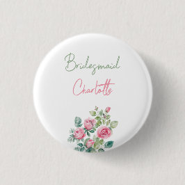 赤面ピンクローズブリーズメイドフローラブライダルシャワー 缶バッジ