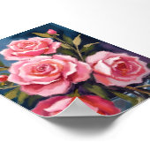 赤面ピンクローズブーケ絵を描ー ポスター (角)