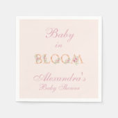 赤面ピンクローズベビーイン開花ベビーシャワー スタンダードカクテルナプキン (正面)