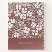 赤面ピンクローズホワイトフローラルパターンバラ金ゴールド ノートブック (裏面)