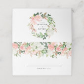 赤面ピンクローズホワイトフローラ プレイスカード (外部開封)