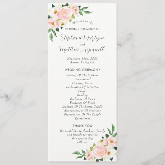 赤面ピンクローズボタニカルウォーター結婚カラー プログラム (正面)