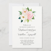 赤面ピンクローズボタニカルウォーター結婚カラー 招待状 (正面)