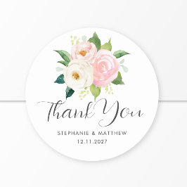 赤面ピンクローズボタニカル結婚サンキュー ラウンドシール