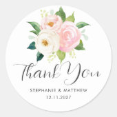 赤面ピンクローズボタニカル結婚サンキュー ラウンドシール (正面)