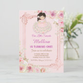 赤面ピンクローズメキシコガールフィエスタ誕生日 招待状 (スタンド正面)