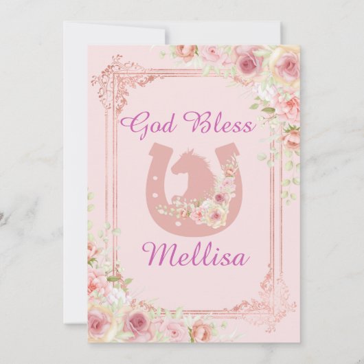 赤面ピンクローズメキシコガールフィエスタ誕生日 招待状 (裏面)