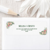 赤面ピンクローズユーカリ結婚プス差出人住所 ラベル (インサイチュ)