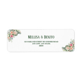 赤面ピンクローズユーカリ結婚プス差出人住所 ラベル