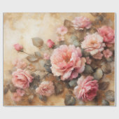 赤面ピンクローズヴィンテージデクページ ラッピングペーパー (フラット)