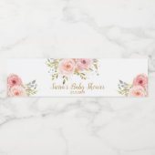 赤面ピンクローズヴィンテージフローラベビーシャワー ペットボトルラベル (シングルラベル)