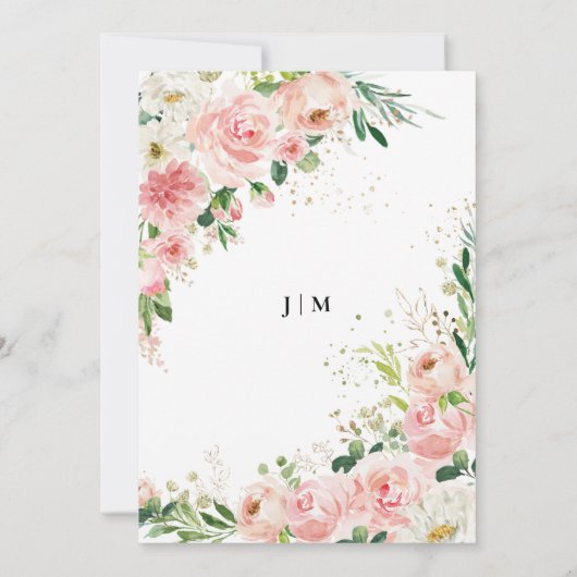 赤面ピンクローズ六角Dateカードを保存 セーブザデート (裏面)